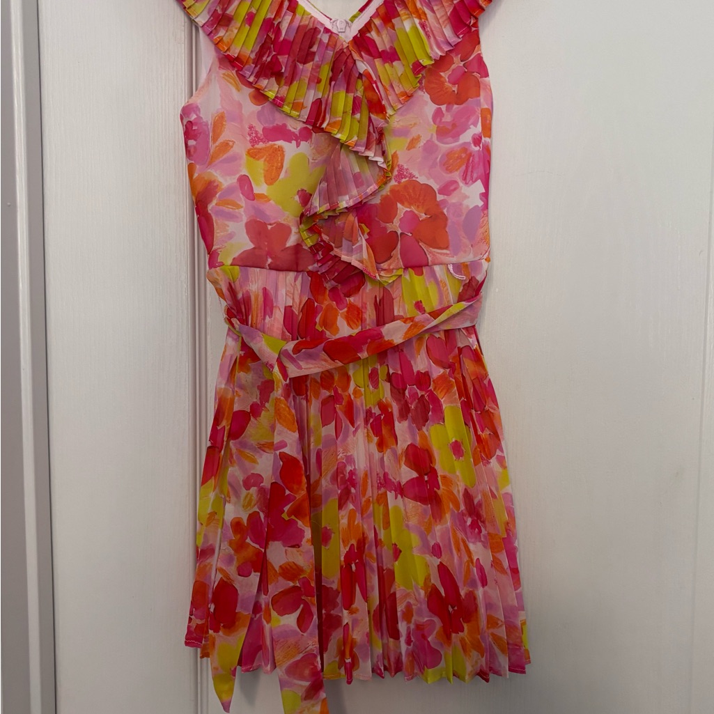 Gb Girls Pink And Yellow Sleeveless Dress